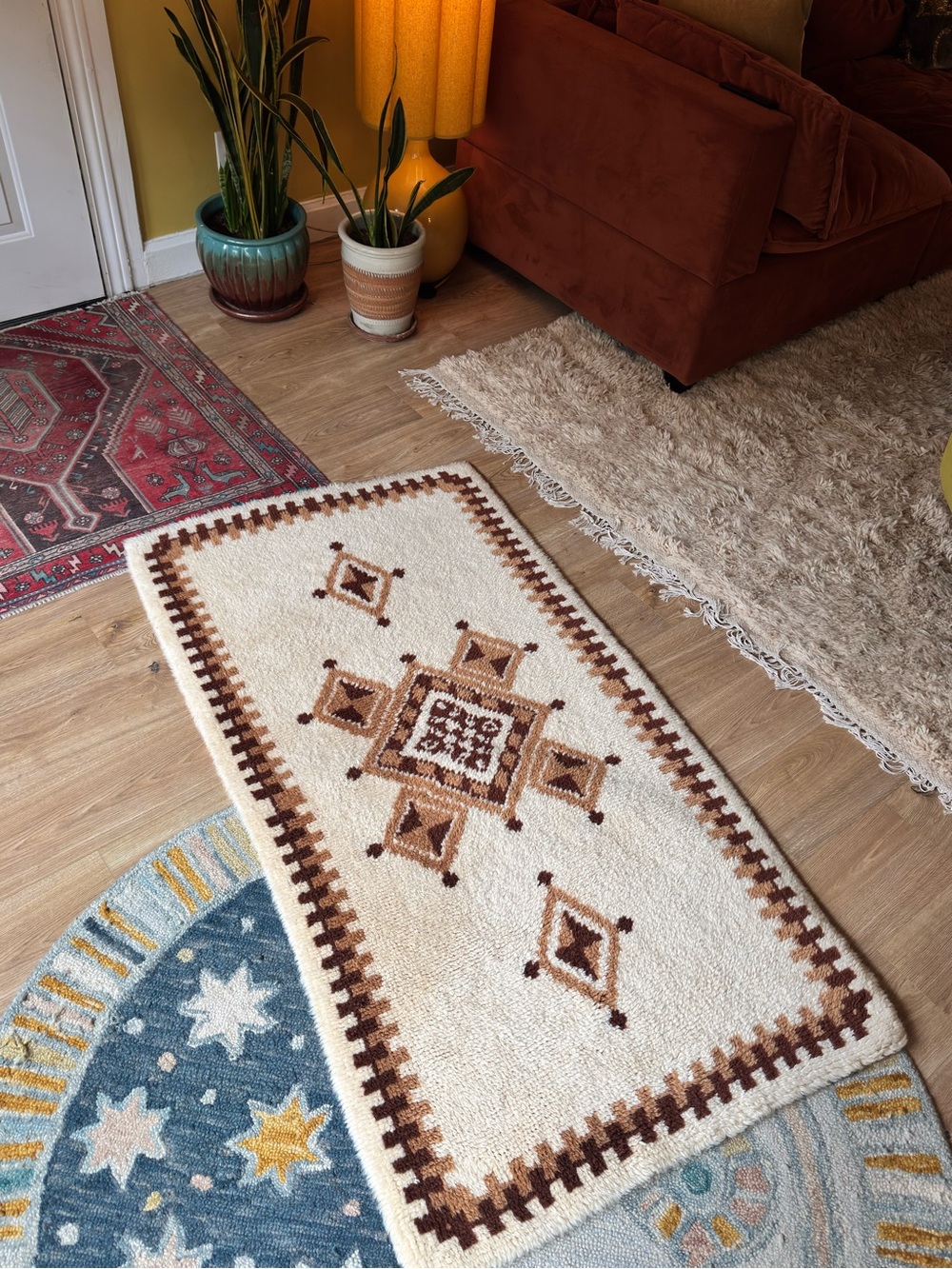 Cream and Brown Southwestern Accent Rug - Home Accents